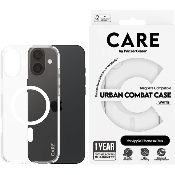 PanzerGlass® CARE kryt Apple iPhone 16 Plus MagSafe Urban Combat čirý/bílý - Pouzdra - Obrázek H308000P01