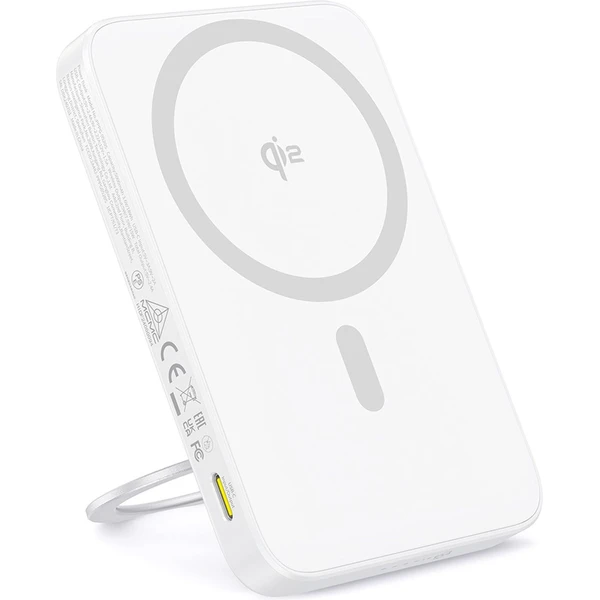 Baseus PicoGo Qi2 s otočným stojanem a bezdrátovým nabíjením powerbanka 5000mAh 20W USB-C bílá - Powerbanky - Obrázek H3AE000N01