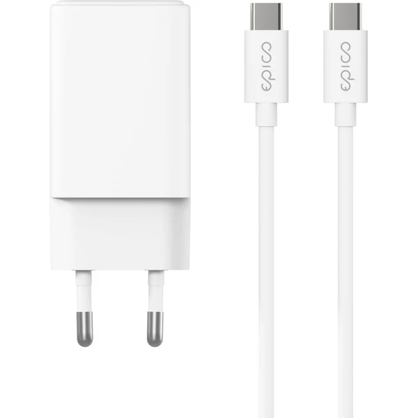 Epico UltraBoost GaN 45W síťový adaptér EA45 s 1,2 m USB-C na USB-C kabelem bílý - Nabíječky - Obrázek H3DE000L01