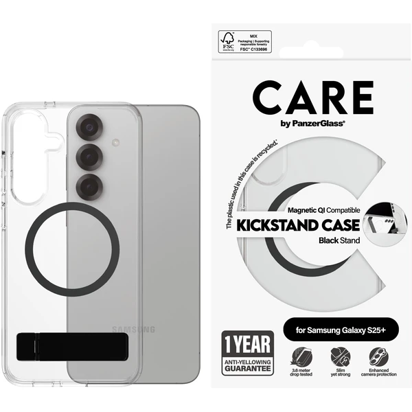 PanzerGlass® CARE kryt Samsung Galaxy S25+ čirý/černý Kickstand & QI - Pouzdra - Obrázek H3FC000J01