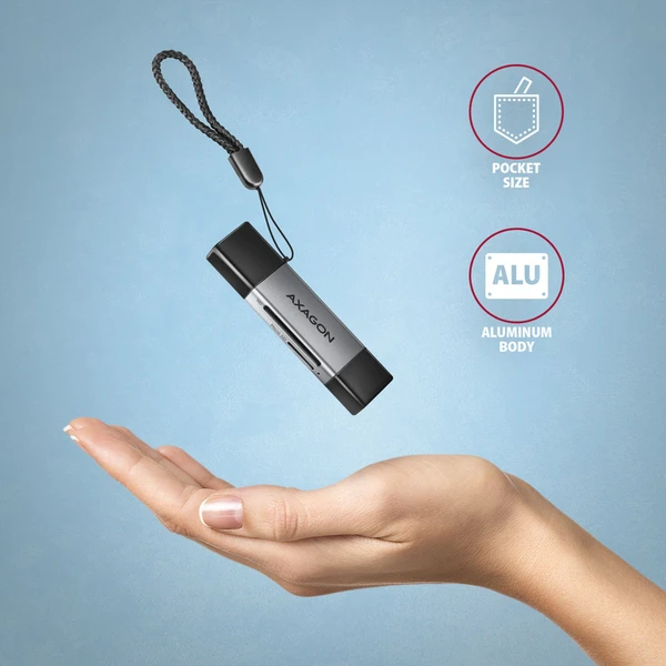 AXAGON CRE-DAC USB-C + USB-A MINI čtečka karet - Čtečky paměťových karet - Obrázek H3P0000K01
