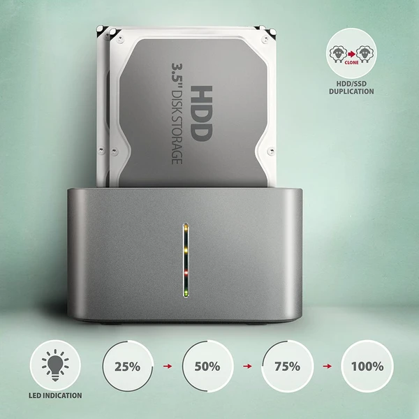 AXAGON ADSA-DC SSD/HDD dokovací stanice pro SSD/HDD disky - Externí boxy - Obrázek H4P2000J01