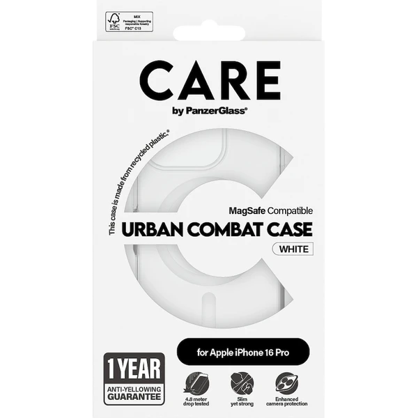 PanzerGlass® CARE kryt Apple iPhone 16 Pro MagSafe Urban Combat čirý/bílý - Pouzdra - Obrázek H508000P01