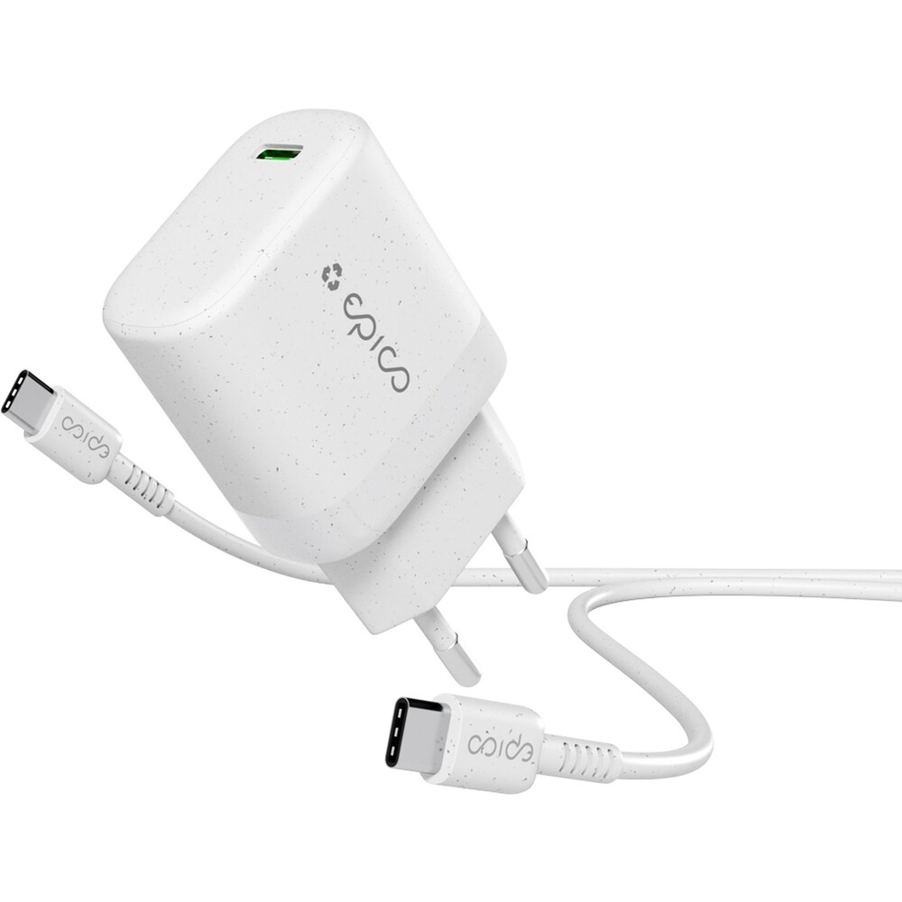 Epico Resolve set 30W GaN nabíjecího adaptéru a USB-C na USB-C kabelu, bílý
