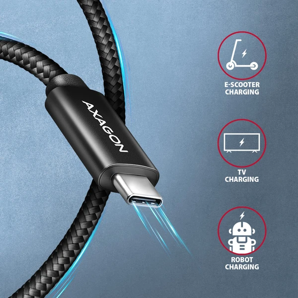 AXAGON BUCM2-CM25AB USB-C/USB-C napájecí kabel 240W 2,5m černý - Kabely a redukce - Obrázek H6O0000J01