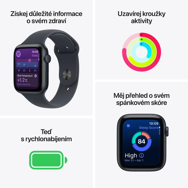 Apple Watch SE 3 (2025) 44mm Hvězdně bílý hliník s hvězdně bílým sportovním řemínkem S/M - Chytré hodinky - Obrázek H6PH000K01