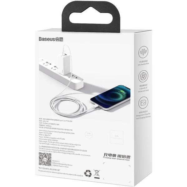 Baseus Superior USB-C/Lightning napájecí kabel 20W 1m bílý - Kabely a redukce - Obrázek H76E300401