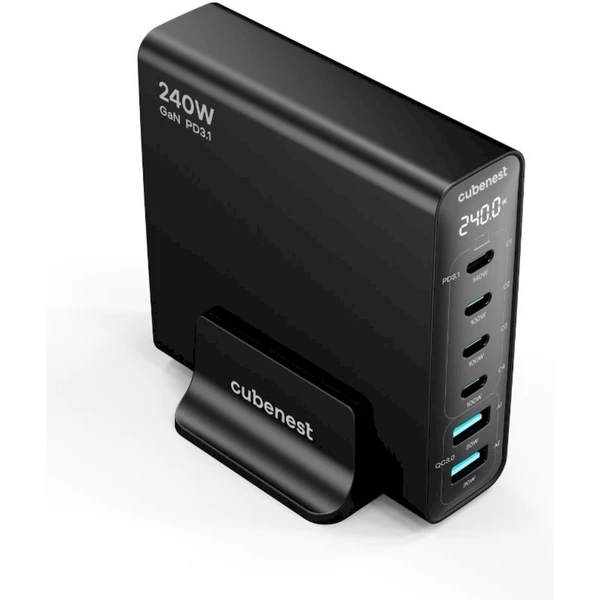 CubeNest S6D0 GaN nabíjecí stanice s Power Delivery 3.1. (240W) černá - Nabíječky - Obrázek H7S8000J01
