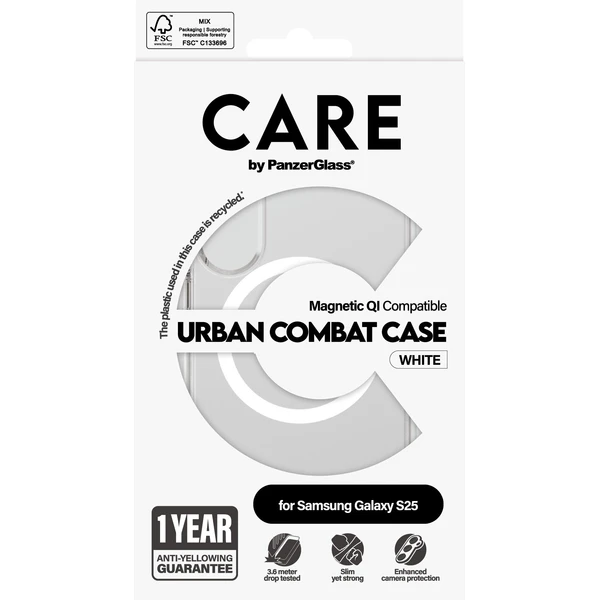 PanzerGlass® CARE kryt Samsung Galaxy S25 Urban Combat čirý/bílý QI - Pouzdra - Obrázek H8FC000J01
