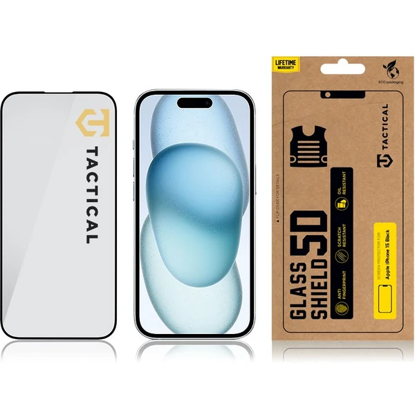 Tactical Glass Shield 5D sklo pro Apple iPhone 15 černé - Ochranné folie a skla - Obrázek H8S5000701