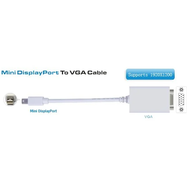 PremiumCord Mini DisplayPort/VGA redukce bílá - Kabely a redukce - Obrázek H9H0000401