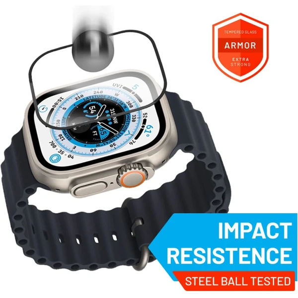 FIXED Armor prémiové tvrzené sklo s aplikátorem Apple Watch Ultra 49mm černé - Ochranné folie a skla - Obrázek H9U1000L01