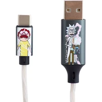 Lazerbuilt Rick & Morty - Shock! USB-A/USB-C svítící napájecí kabel 10W 1,2m bílý - Kabely a redukce