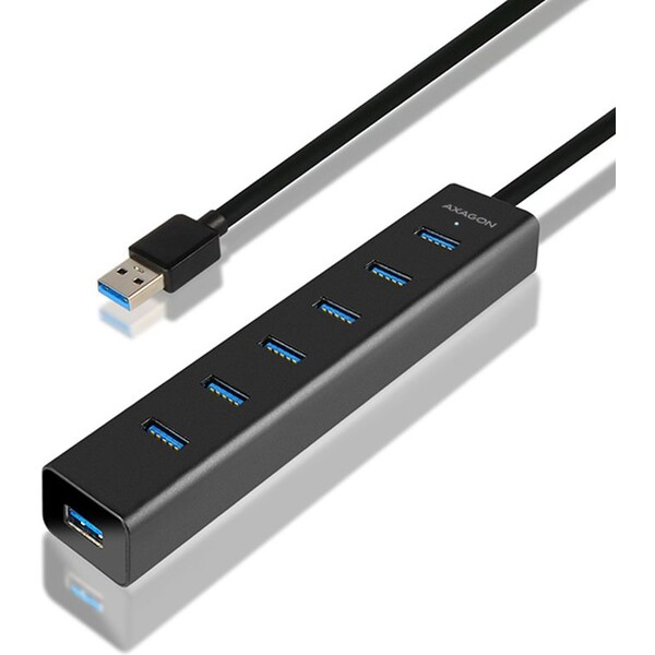 AXAGON HUESA7BP 7x USB3.0 ALU CHARGING hub vč. AC adapteru