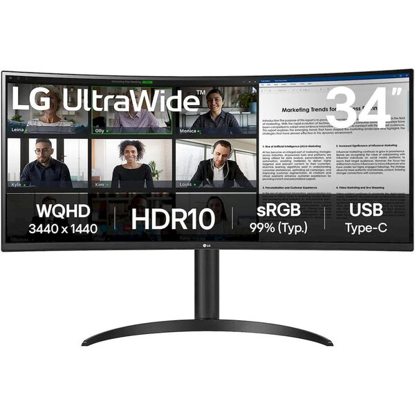 LG UltraWide 34WR55QK-B monitor 34" Černá