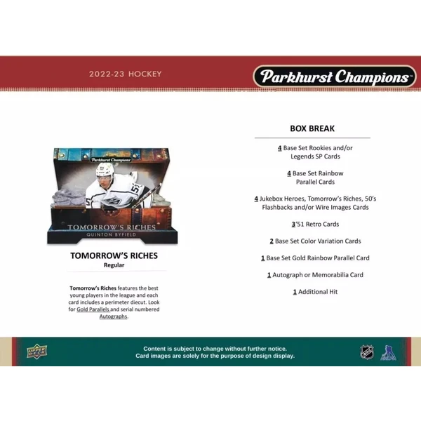 Hokejové karty Upper Deck Parkhurst Champions Hockey Hobby Box 2022-23 - Hokejové karty - Obrázek HB43000O01