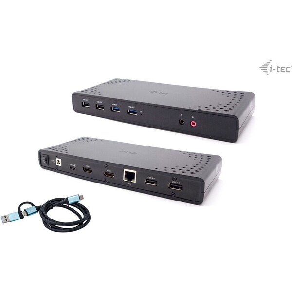 i-tec USB 3.0/USB-C/Thunderbolt, 2x HDMI dokovací stanice s PD 85W Černá