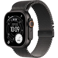 Apple Watch Ultra 3 (2025) 49mm Černý titan s černým titanovým milánským tahem S - Chytré hodinky