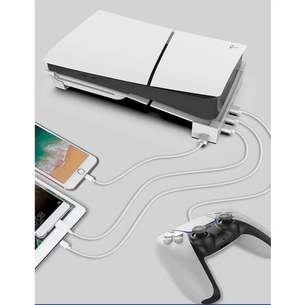 iPega P5S008 Horizontální Stojan s USB HUB pro PS5 Slim/PS5 Pro bílý - Stojánky - Obrázek HIU0000K01