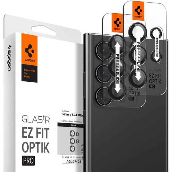 Spigen Glass tR EZ Fit Optik Pro 2 Pack  Samsung Galaxy S24 Ultra černý