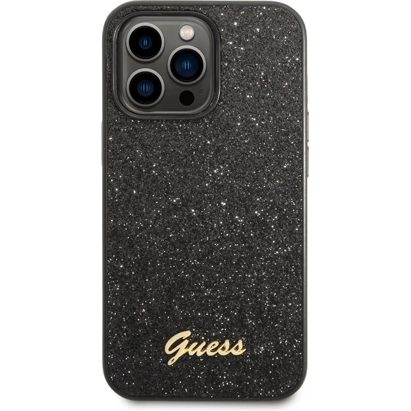 Guess PC/TPU Glitter Flakes Metal Logo kryt iPhone 14 Pro černý - Pouzdra - Obrázek HQS3700301