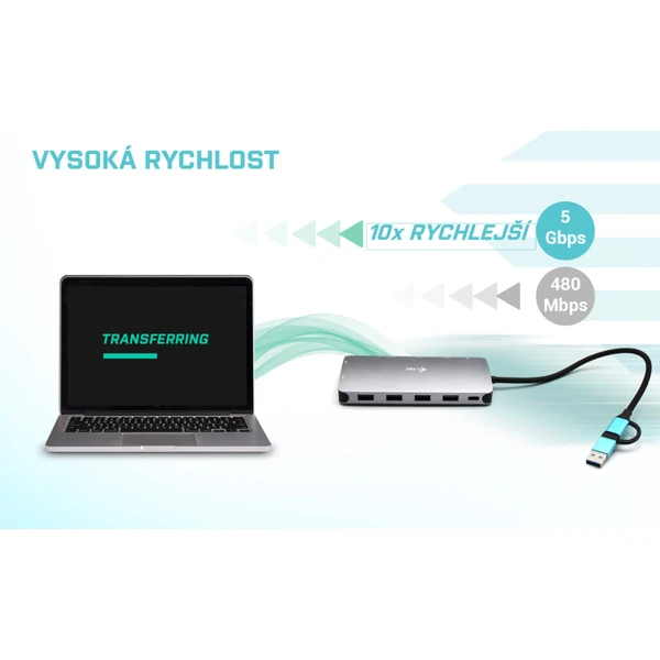 i-tec USB 3.0 USB-C/TB3 3x Display Metal Nano Dock with LAN + - Dokovací stanice - Obrázek HRIXF00101