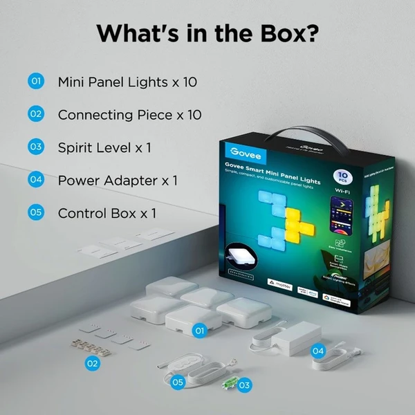 Govee Smart Mini RGBIC panely - 10ks - Chytrá osvětlení - Obrázek HRKK000K01