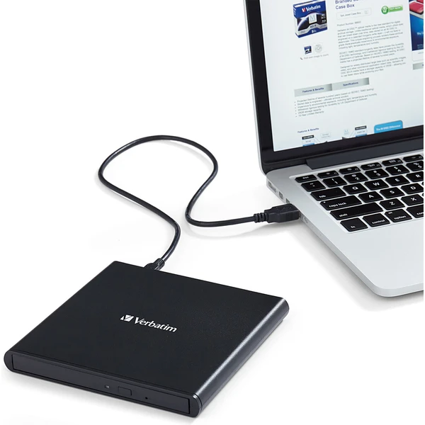 VERBATIM externí mechanika Slimline CD/DVD Writer USB - without NERO - Optické mechaniky - Obrázek HS7N300401
