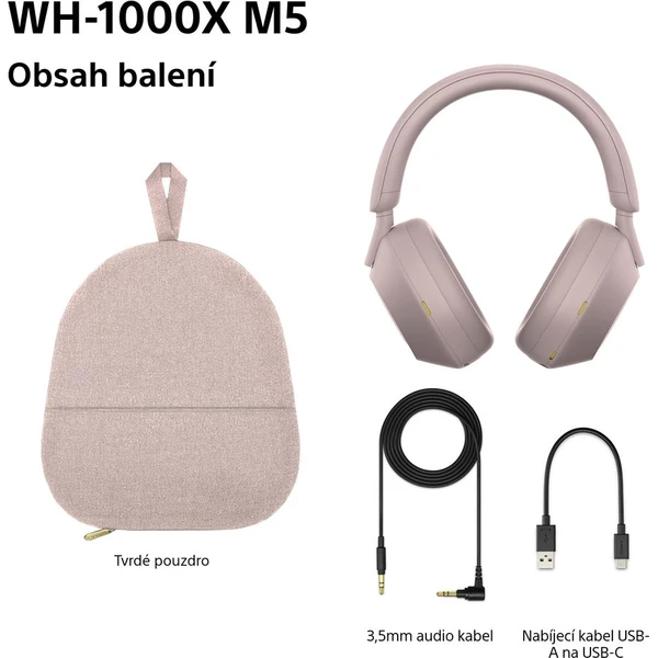 Sony WH-1000XM5 bezdrátová sluchátka fialovorůžová - Sluchátka - Obrázek HT2H000K01