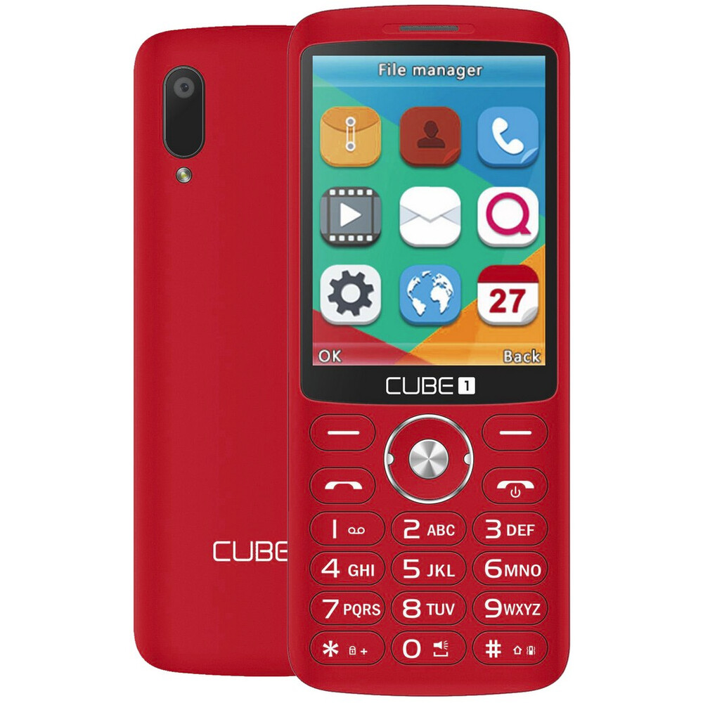 CUBE1 F700 elegantní tlačítkový telefon červený