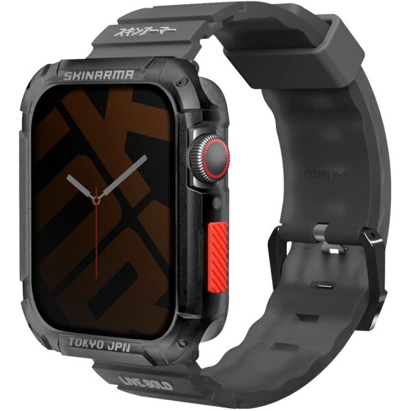SKINARMA Shokku řemínek Apple Watch 45/44/42 mm + Kurono pouzdro Apple Watch 45/44 mm Smoke