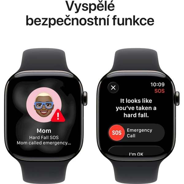 Apple Watch Series 11 Cellular (46mm) Břidlicově šedý titan s černým sportovním řemínkem M/L - Chytré hodinky - Obrázek HURH000K01