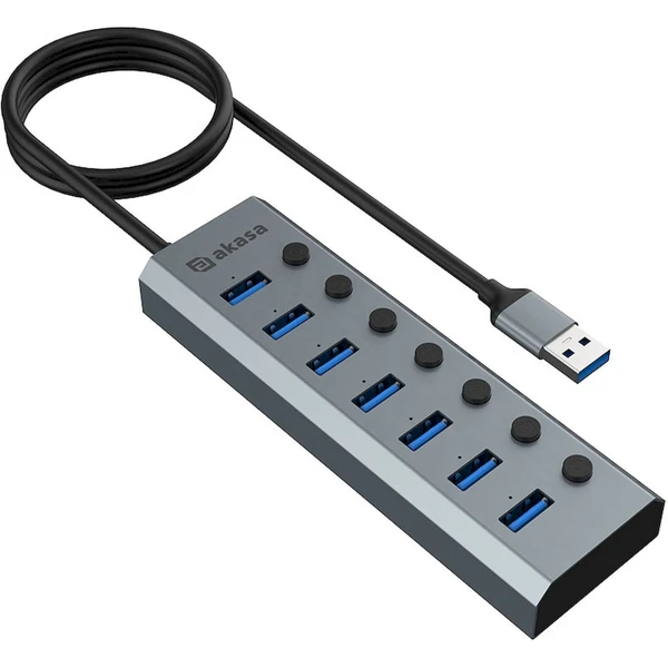 AKASA USB-A hub 7v1 antracitový - USB huby - Obrázek HVGK000K01
