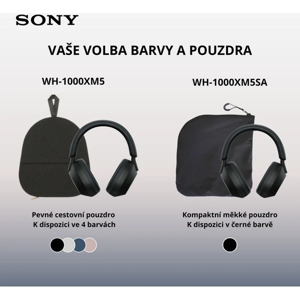 Sony WH-1000XM5 bezdrátová sluchátka (Soft Case) černá (Další) - Sluchátka - Obrázek HVWG000K01