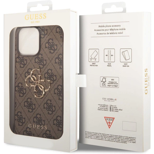 Guess PU 4G Metal Logo kryt iPhone 15 Pro Max hnědý - Pouzdra - Obrázek HXK8000601