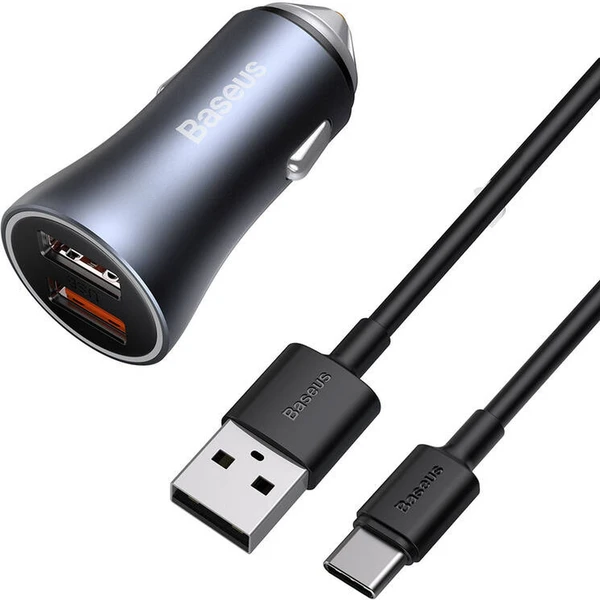 Baseus Golden Contactor Pro 40W USB-C nabíječka do auta šedá - Nabíječky - Obrázek HXTL000K01