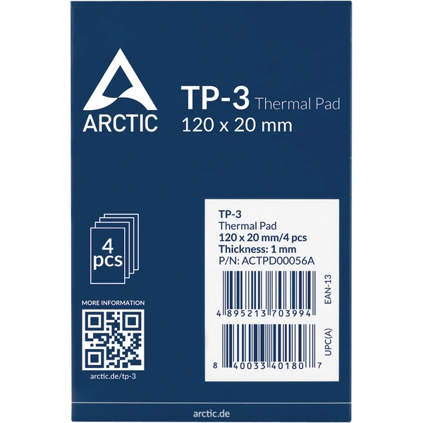 Arctic teplovodivá podložka - TP-3 120 x 20 x 1 / 4 pack - Teplovodivé pasty a pásky - Obrázek I2P9000O01
