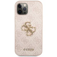 Guess PU 4G Metal Logo kryt iPhone 12/12 Pro růžový - Pouzdra