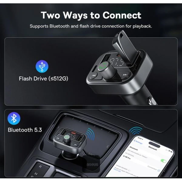 Baseus S09 Pro FM transmitter černý - FM Transmittery - Obrázek I32R000K01