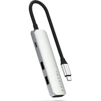 Satechi 4v1 USB-C Slim víceportový adaptér 4K stříbrný - USB huby