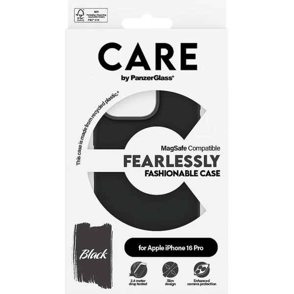 PanzerGlass® CARE kryt Apple iPhone 16 Pro MagSafe Fearlessly černý - Pouzdra - Obrázek I408000P01