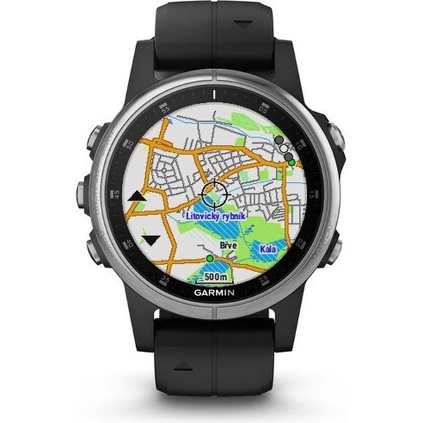 Garmin Fenix 5S Plus stříbrné/černý pásek - Chytré hodinky - Obrázek I42T000101