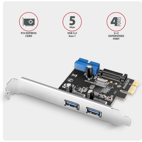 AXAGON PCEU-232RS Pcle řadič 2+2x USB 3.2 Gen 1 - Řadiče - Obrázek I44D000L01