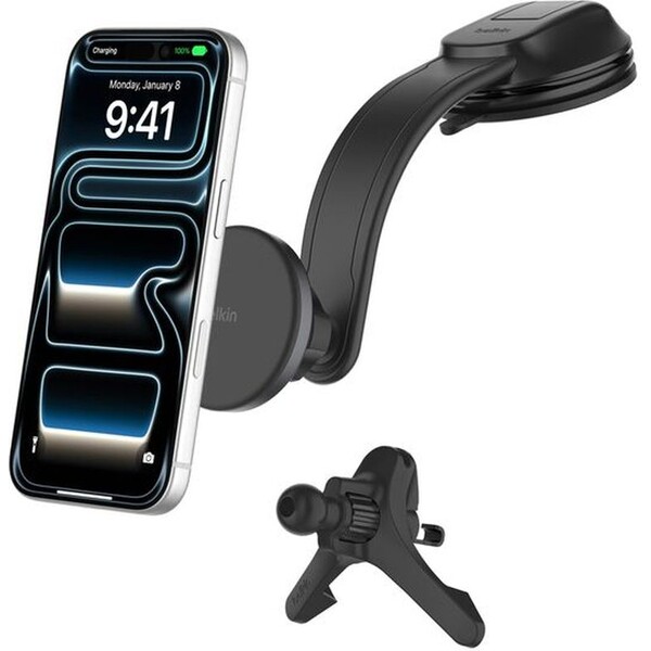Belkin BOOST CHARGE™ Qi2 15W MagSafe držák s nabíjením do auta na ventilaci a palubní desku černý
