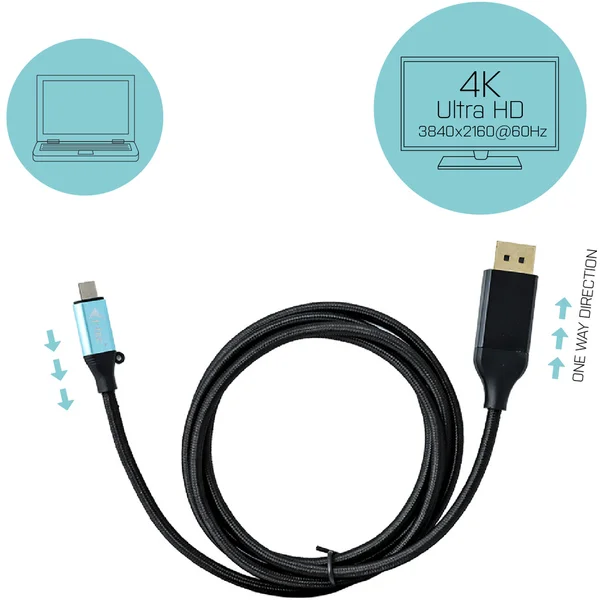 i-tec USB-C/DisplayPort kabel 4K 2m černý - Kabely a redukce - Obrázek I4VV000501