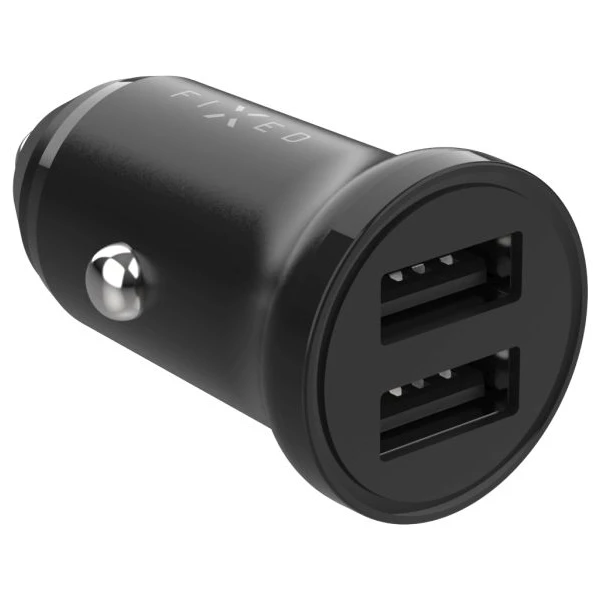 FIXED set autonabíječky s 2xUSB výstupem a USB/Lightning kabelem, 1 metr, Mfi, 15W černý - Nabíječky - Obrázek I5O2000P01