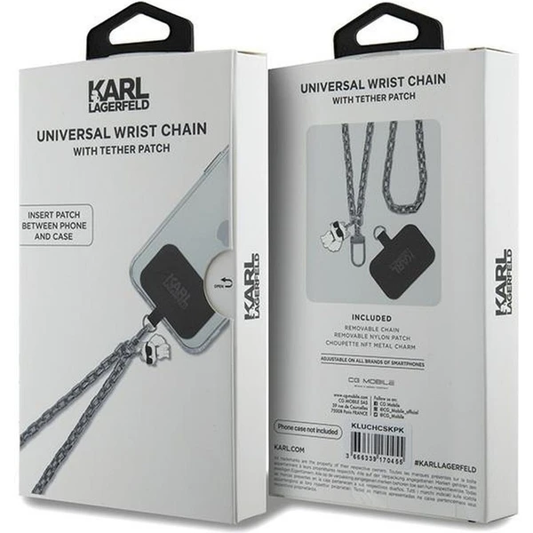 Karl Lagerfeld Strap Wrist Chain Choupette přívěsek stříbrný - Poutka - Obrázek I7X4000701