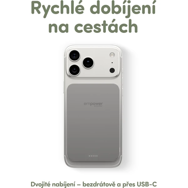PanzerGlass® empower bezdrátová Qi2 powerbanka 5000 mAh, MagSafe, šedá - Powerbanky - Obrázek I83J000K01