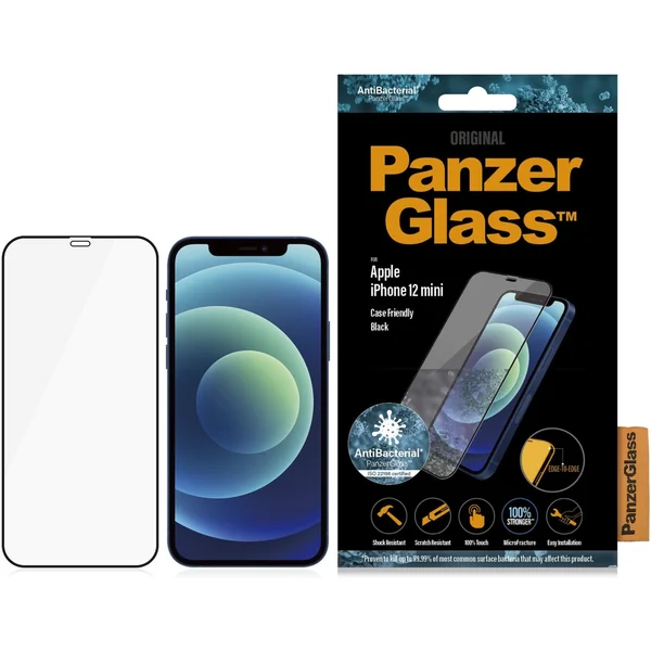 PanzerGlass Edge-to-Edge AntiBacterial sklo Apple iPhone 12 mini černé - Ochranné folie a skla - Obrázek I86L500301