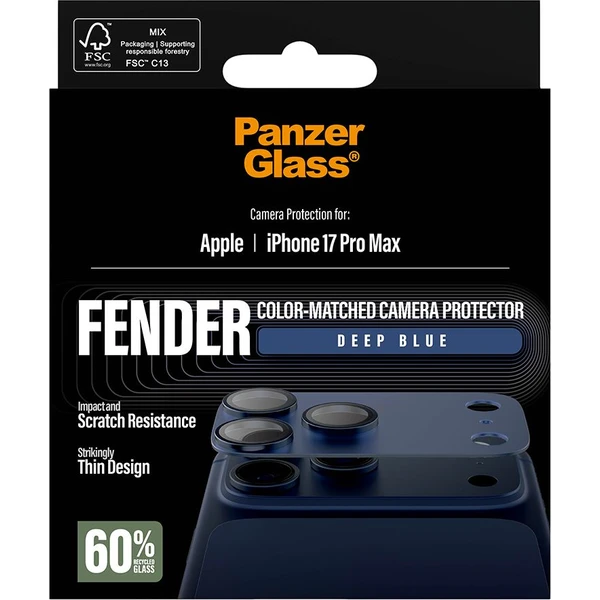 PanzerGlass® FENDER hliníková ochrana fotoaparátu Apple iPhone 17 Pro Max tmavě modrá - Ochranné folie a skla - Obrázek I8XL000K01